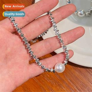 pendant necklace female Crushed ins pearl niche high silver