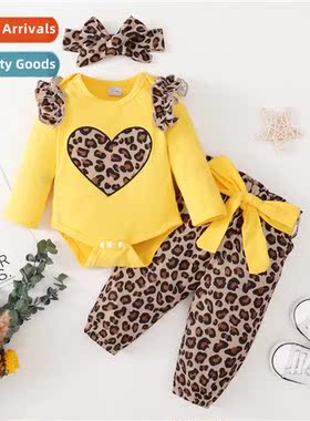 Girls spring  fall  2021 new n lg-sleeved leopard print top