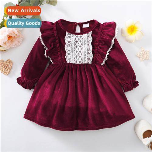 Girls fall  winter  2022 new n solid color lace lace princes