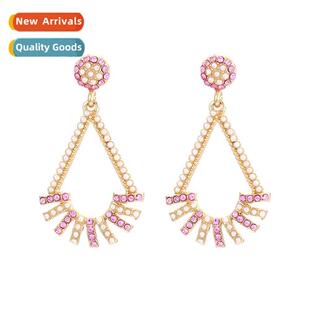 The new Korean adults simple hollow inlaid diamd earrings ge