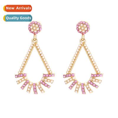 The new Korean adults simple hollow inlaid diamd earrings ge