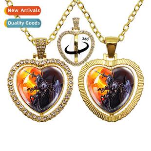 Anime Berserker Glass Heart Pendant Reversible Necklace 360