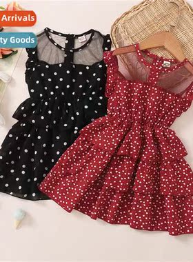 Girls spring  fall  2022 new n sleeveless middle child polka