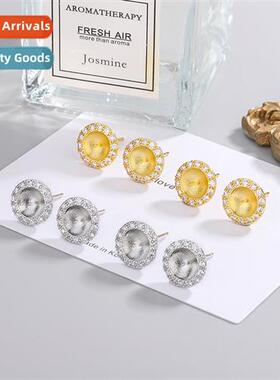 Jewelry set zircia pearl earrings empty bracket accessories