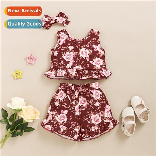 Girls spring  fall  2020 new n sleeveless floral top + flora