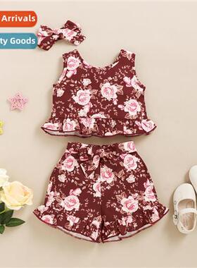 Girls spring  fall  2020 new n sleeveless floral top + flora