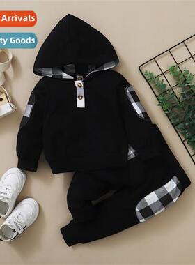 Boys spring  autumn  2021 new n solid color lg-sleeved hoode