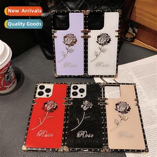 适用iPhone15promax tide inlaid diamond rose 14 phone case ap