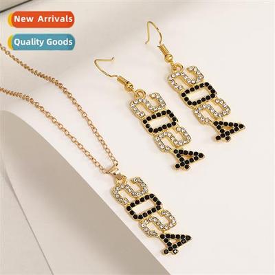 Fashi nd diamd 2024 digal necklace lg pendant earrings persa