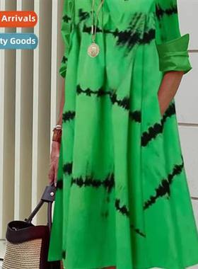 2023 New Fashi Printed Shirt Collar Lg Womens Dresses