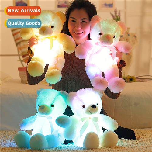 Bow tie  teddy bear light-up bear doll plush toys built-in l