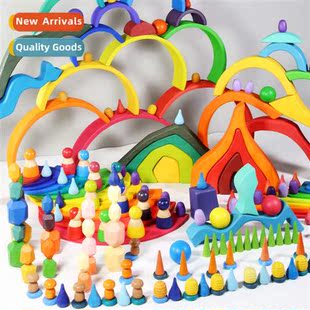 color pieces arch Wooden shaped bridge semicircul rainbow