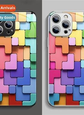 Colorful apple 15promax tetris iphe 14 glass case 13 new blo