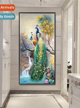 Amaz diamd painting new DIY entryway peacock full  round dia