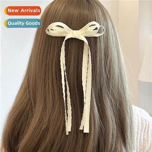 Korea ins lg thin ribb bow hair clips Mori sweet girl retro