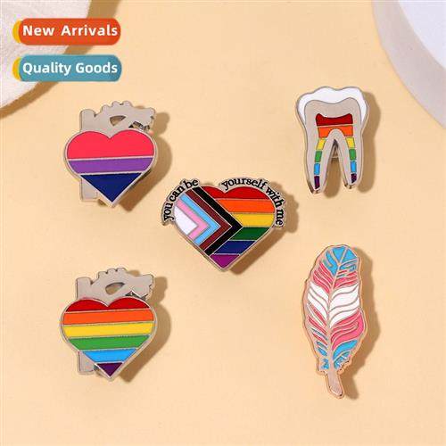 New creative rainbow pattern series alloy brooches love book
