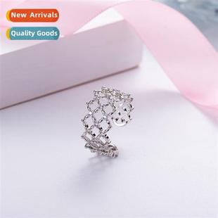 ring luxury female heycomb fas exaggerated hollow light