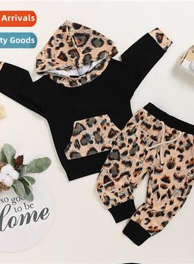 Autumn  winter  2020 new n solid color leopard print top + s