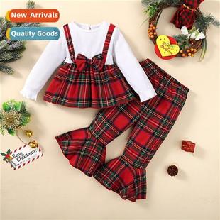 plaid winter top Christmas printed new 2022 fall Girls