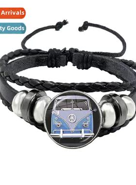 Accessories Hippie Peace Sign Bus Lear Strap Bracelet Timele