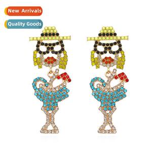 New creative diamd alloy hollow earrings retro fashi colorfu