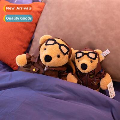 Creative pilot teddy bear doll plush toy bear rag doll cute