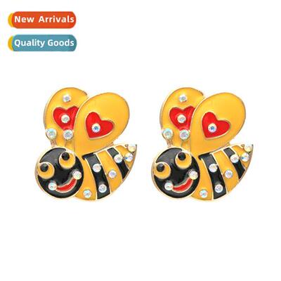 New creative small wasp earrings oil drop diamd insects fash