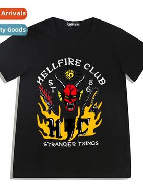 Stranger Things Seas 4 Hellfire Club T-Shirt Printed Cott Sh