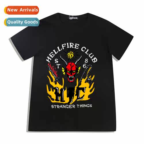 Stranger Things Seas 4 Hellfire Club T-Shirt Printed Cott Sh