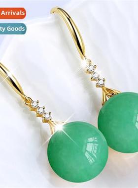 S925 sterling silver natural dgling jade earrings female ele