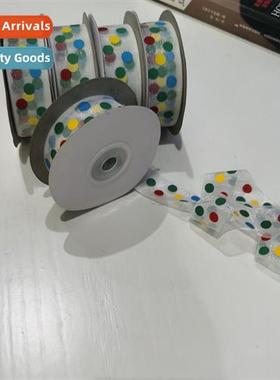 2.5cm Colorful Polka Dot Yarn Ribb Retail 25 yards per roll