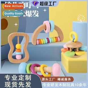 Wooden rattles set  four Orff musical instruments h grasp ra