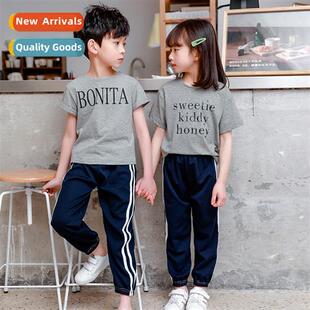 New childrens loose solid color sweatpants summer baby casua