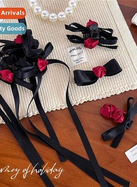 Temperament rose bow  ornaments fluttering  b  clips princes