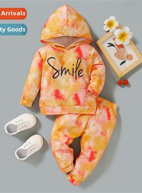 Girls Spring  Autumn 2021 New n tie-dye letter print lg-slee