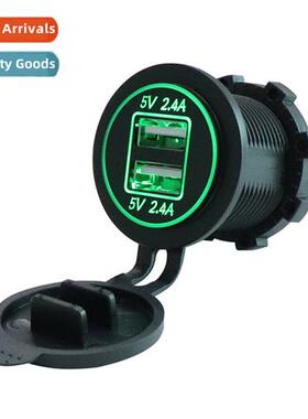 New car motorcycle dual USB car charger wh LED 5V 2.4A + 2.4