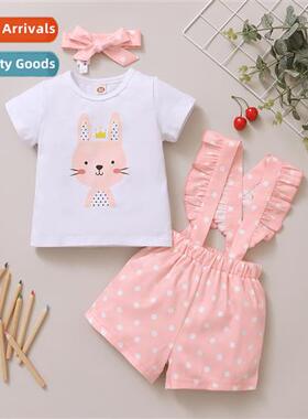 Girls spring  fall  2021 new n short-sleeved rabb print top