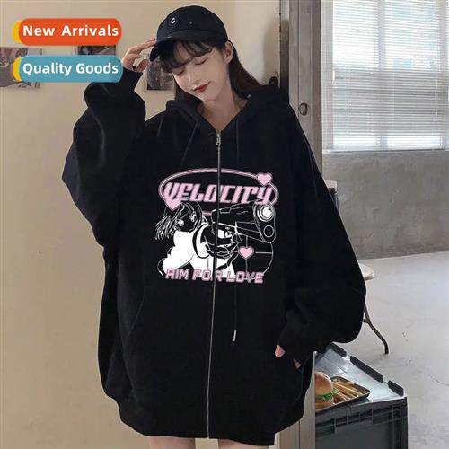 2023Y2K Dark Gothic Butterfly Zipper Sweatshirt Fall  Winter