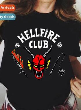 Stranger Things Seas 4 Hellfire Club T-Shirt Printed Cott Sh
