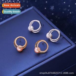 pearls S925 silver Earrings double freshwater pin natural