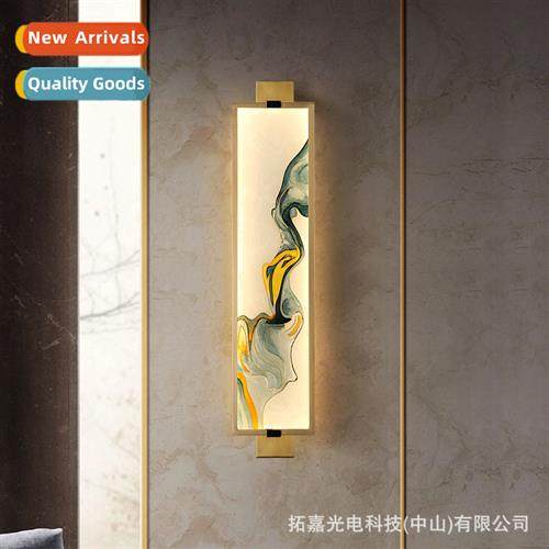 Full copper enamel new Chinese wall lamp simple modern bedro