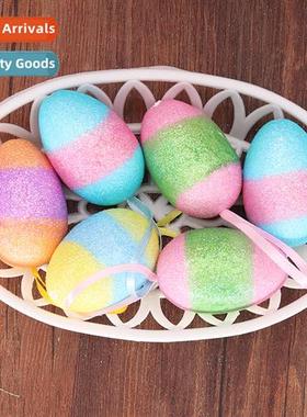 New Easter pendant 4*6cm gold  pink two-color foam eggs resu