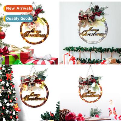 New American Christmas wooden illuminated door sign simulati