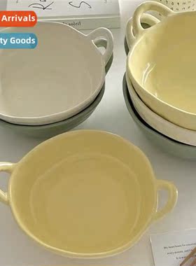 Scinavian style double ear bowl noodle bowl soup bowl microw