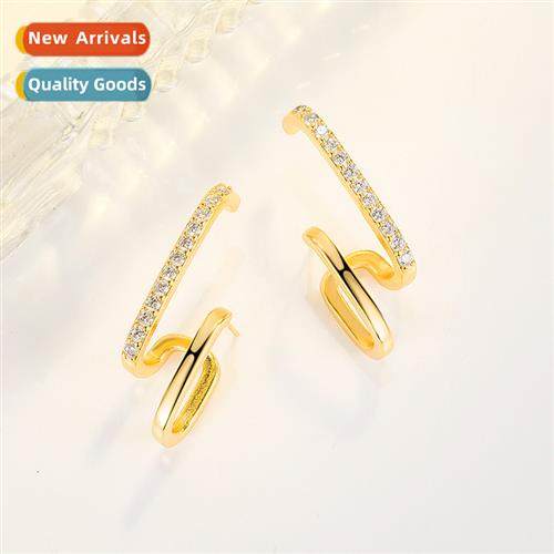 n wind Prince Wen zircia earrings female light luxury senior