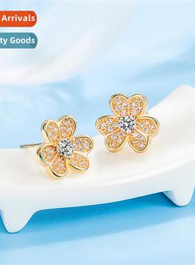 n sweet fashi flowers zircia earrings female rose gold tempe