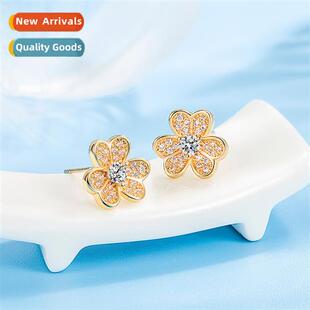 n sweet fashi flowers zircia earrings female rose gold tempe