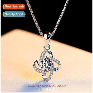 silver plated female whe fou necklace copper zircia inlaid