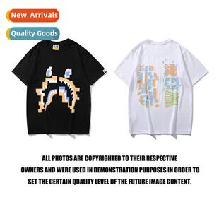 2021 Summer New Tide Japanese Shark Head Mosaic Pixel Printe