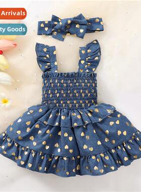 Girls Spring  Autumn 2023 new n love print denim sleeveless